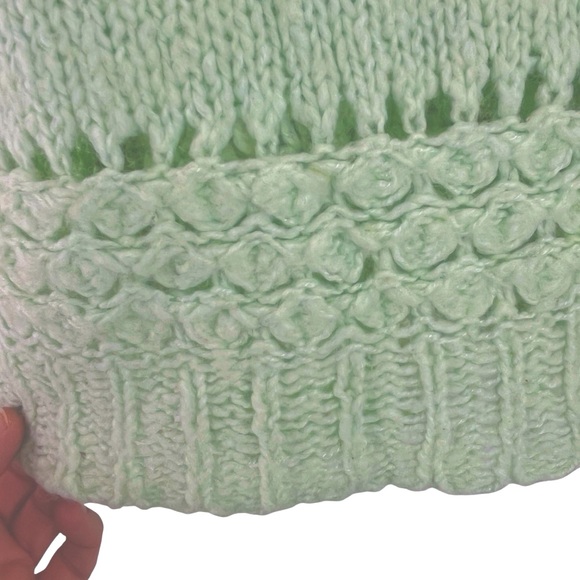 Free People Crashing Waves Open Knit Sweater Wool Blend Mint Green Slouchy S - Picture 11 of 14
